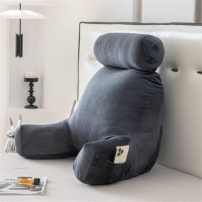 Hoofdkussen - Leeskussen Bed Rugkussen - Ontspannen Lezen TV Kijken - Afneembare Nekrol - 65cm Hoog - Kristal