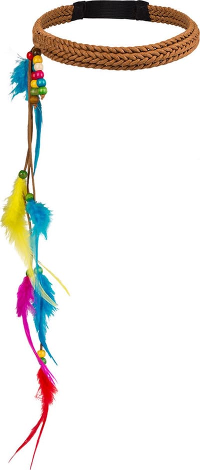 Boland - Accessoires - Hippie Hoofdband met Gekleurde Veren