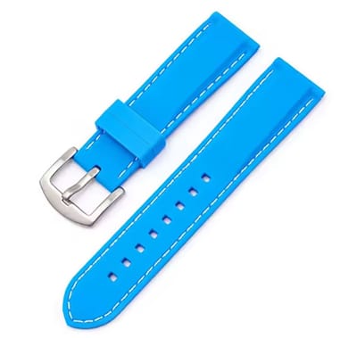 Actie4you® - Rubber Siliconen horlogeband - Geschikt voor o.a. op o.a Casio Seiko Citizen en alle andere merken – Universeel – 22MM – Licht Blauw met Witte stiksels