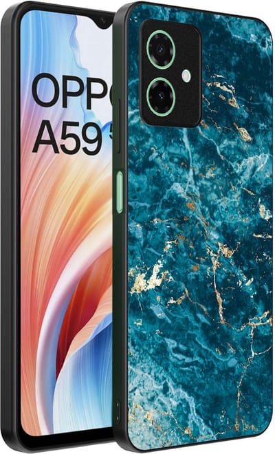 Smartphonica Telefoonhoesje Geschikt voor Oppo A59 met marmer opdruk - TPU backcover case blue marble design - Blauw geschikt voor Oppo A59