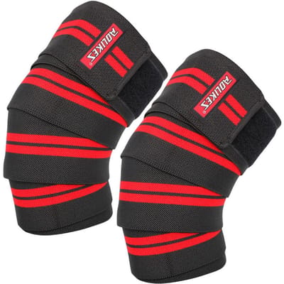 Genouillères Aolikes avec Sangle pour Squats Haltérophilie Powerlifting Presse à Cuisses Entraînement Croisé Support black