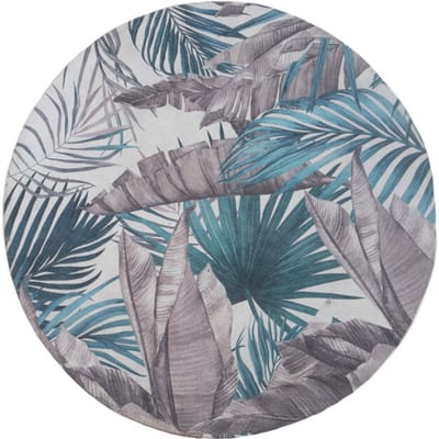 Vloerkleed Palm Green Rond ø120 cm - Laagpolig Vloerkleed – Botanisch / Tropisch Design