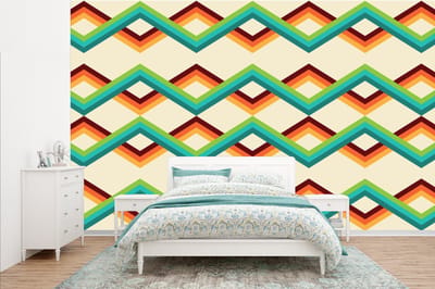 Behang - Fotobehang Retro - Strepen - Design - Seventies - Breedte 385 cm x hoogte 240 cm