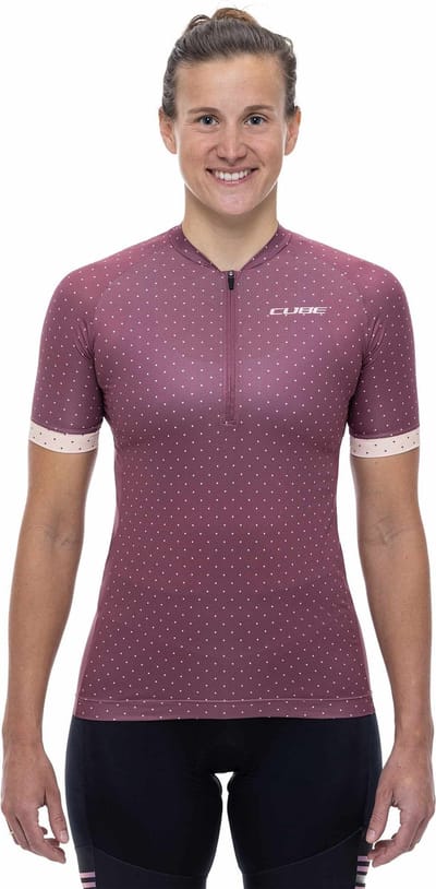 CUBE Fietsshirt ATX WS JERSEY HALF ZIP CMPT S/S BERRY M (38)