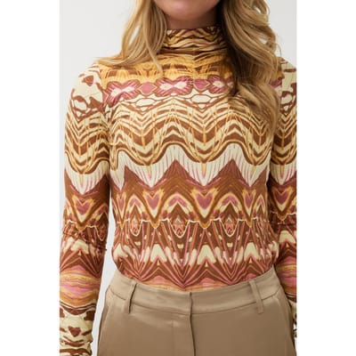 EsQualo Top Gathering Dreamstory Print Größe: S | Longsleeves Outlet | Damen