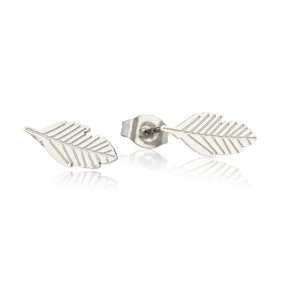 My Bendel - Oorstekers Zilverkleurig Veertje 12mm - Elegante Zilverkleurige Veer Oorstekers 12mm - met Luxe Cadeauverpakking | Sieraden Voor Dames
