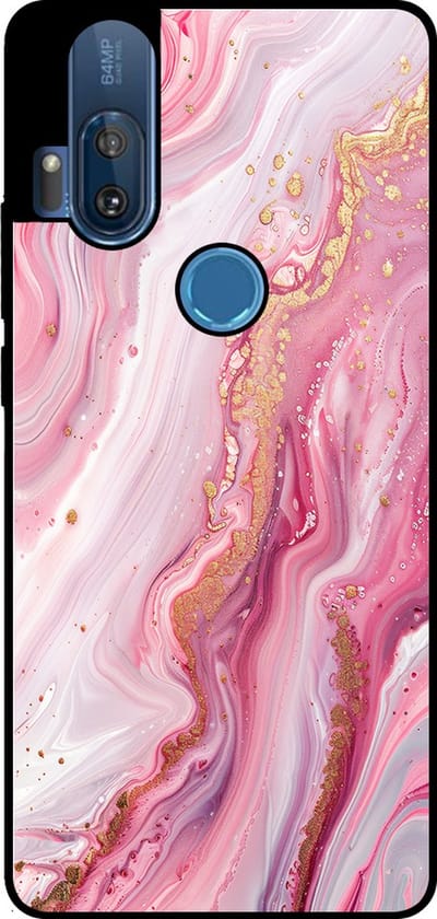 Smartphonica Telefoonhoesje Geschikt voor Motorola One Hyper met marmer opdruk - TPU backcover case marble design - Roze geschikt voor Motorola One Hyper