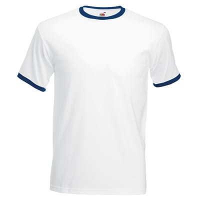 Fruit Of The Loom Heren Ringer T-shirt met korte mouwen (Wit/Marine)
