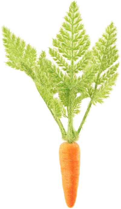 Worteldecoratie wortelen geflockt oranje groen H23cm 8 st, 8 Stück