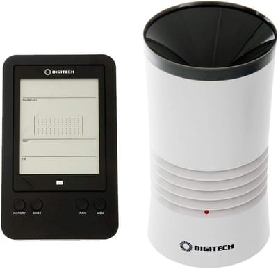 Digitale regenmeter - Weerstation - Tuin weer volgen - Draadloze temperatuurmeting - 155 mm hoogte - Grijs