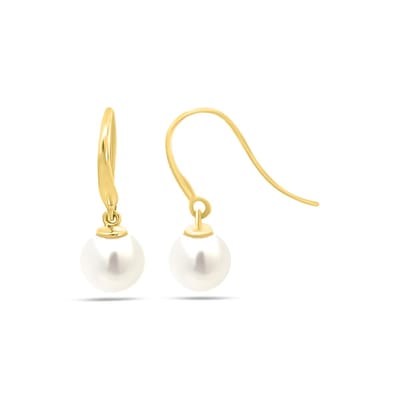 New Bling 9NBSAM-G230207 Gouden Oorhangers met parel - 5,4mm - Open Haak - 13,5mm Lengte - 14 Karaat - Goud