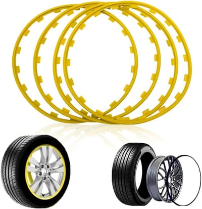Velgbeschermers - Wielnaaf bescherming - Auto styling - Krasbestendig materiaal - 4 stuks - Geel