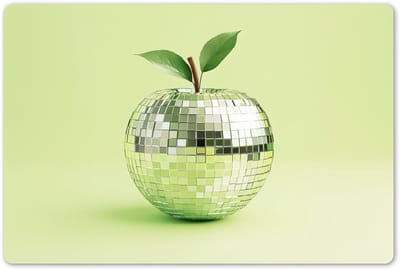 Placemats 45x30 cm - Placemat kunststof - 1 stuk - Groen - Disco - Decoratie - Appel - Borden onderleggers - Decoratie voor op tafel - Keuken tafeldecoratie accessoires - Vinyl onderlegger - Tafelversiering