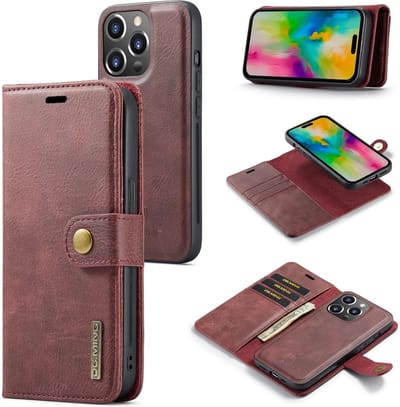 DG.MING Hoesje - Geschikt voor iPhone 16 Pro Max Hoesje - DG.MING 2-in-1 Book Case & Back Cover - Bordeaux