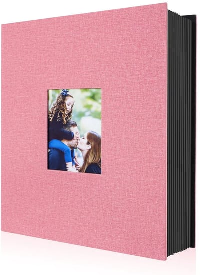 Dailygoody - Photo Album - 400 Compartiments - Linen Album voor Verticale Foto's - Roze - Fotoboek - Bewaar je herinneringen - Geschikt voor iedereen