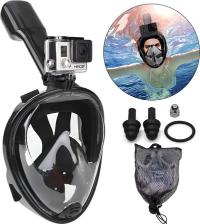 Ferodelli Snorkelmasker - Snorkel - Snorkelbril - Snorkelset - Duikbril - Duikmasker - Full Face - Kinderen - Kind - Zwart