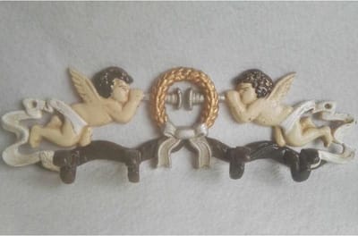 Gietijzeren kapstokje van engeltjes (4 wandhaken) - engel - gietijzer