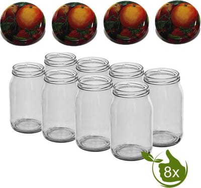 Glazenpotten - glazen pot - inmaak 900 ml met twist-off deksel (fruit classic) 8 stuks