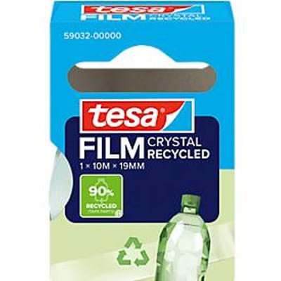 tesafilm® eco & crystal plakband, transparant, scheurvast, L 10 m x B 19 mm, 1 rol
