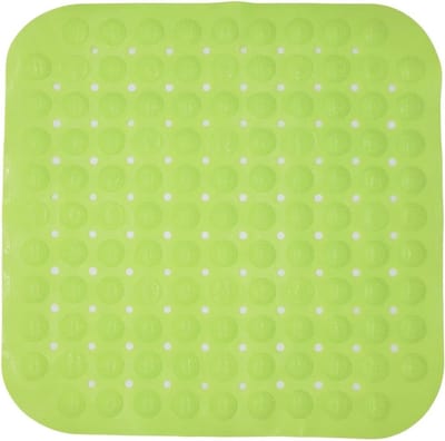 Douchemat - 48 x 48 cm - antislip - vierkant - badmat - haken en afvoergaten - bonengroen - badkameraccessoires - veilig gebruik