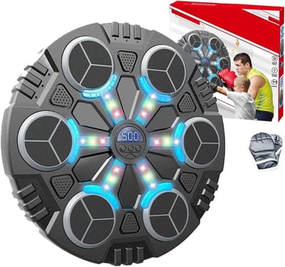 Boksmachine Muziek - Wandtrainer Boksen - Intensieve Training - Verstelbare Snelheid - 32.5 cm Lengte - Zwart