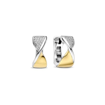 TI SENTO Dames Oorbellen - 925 zilver - Zirkonia met geel verguld - 78036ZY
