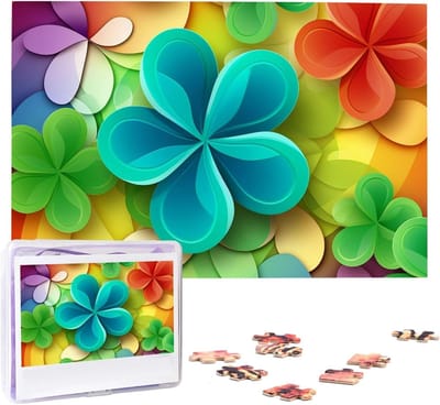 Houten Puzzel - Legpuzzel Volwassenen - Ontspanning en Decoratie - Precisie Gesneden Stukken - 75 x 50 cm - Regenboog