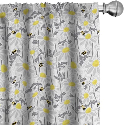 Gele Voorhangen – 2x75x245 cm – Microvezel, Roedezak