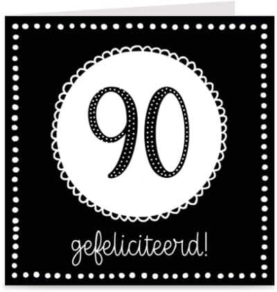 90 JAAR | verjaardagskaart / kaart met envelop | wenskaart voor 90e verjaardag