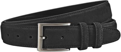 Landley Suède Leren Heren Riem - Pantalon Riem Leer - Broekriem Mannen - Zwart - Lengte totaal 100 cm / Riemmaat 85