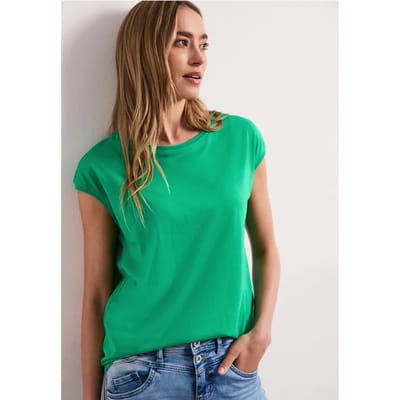 Shirt met boothals en decoratief detail