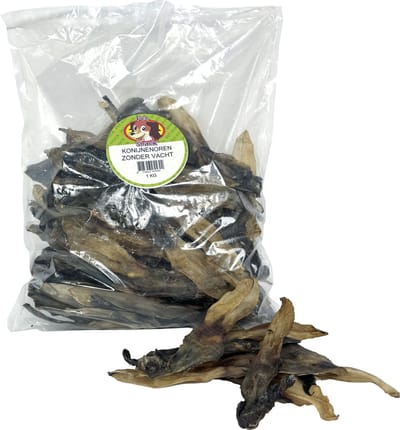 Petsnack Konijnenoren - Natuurlijke Hondensnack Zonder Vacht - 1kg, Gezonde Kauwsnack