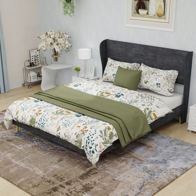 Tweepersoonsbedden - 140x200CM - Modern Minimalistisch Zacht Bed Comfortabel Hoofdbord Lage Box - Grijs (Geen Matras)