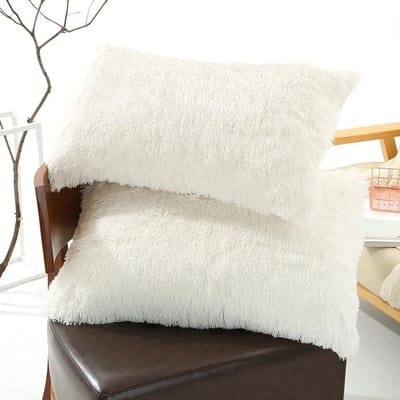1 STK Zachte Pluche Bont Vacht Kussenhoes Beddengoed Kussensloop Sierkussenshoes Klassiek Huisdecor Kussensloop Kussenhoes 50X70 50x70cm gebroken witte kleur