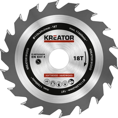 Kreator KRT020434 Zaagblad hout - Ø115 mm - 18 T