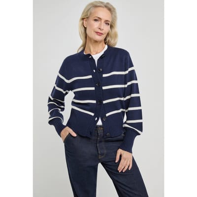 Josephine & Co Anja Cardigan Navy Stripe Size: M | Jackets Outlet | Dames | Blauw