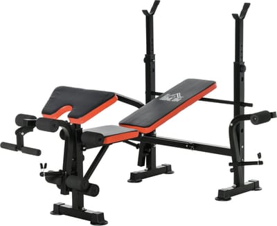 Gran VidaÂ® - Multifunctionele Trainingsbank - Compact Design - Verstelbare Rugleuning - Incl. Beenkrul - Zwart/Rood - 150x105x112 cm
