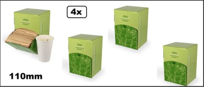 4x 2000 Roerstaafjes in dispenser - 110mm - koffie thee festival kantoor thema party feest