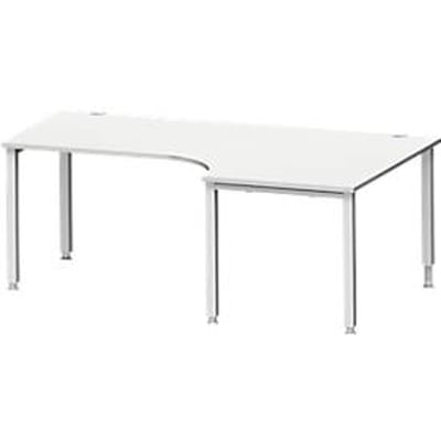 Schäfer Shop Genius hoekbureau MODENA FLEX 90°, aanbouw rechts, T-poot ronde buis, B 2000 mm, lichtgrijs