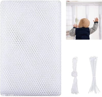 Veiligheidsnet - Kinderbeveiliging - Trappen Balkon - Zonder Boren - 300 x 73.5 cm - Wit