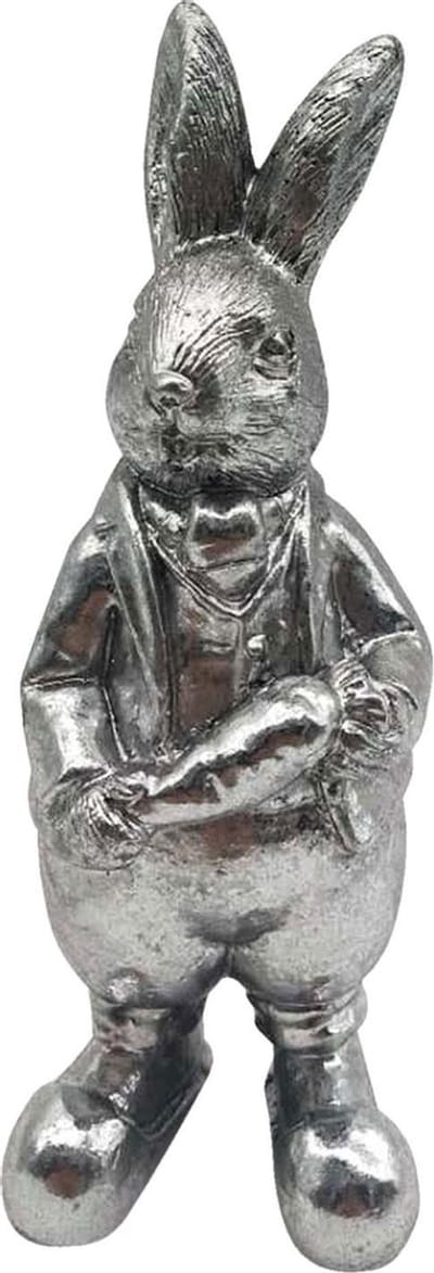 Clayre & Eef Beeld Konijn 13 cm Zilverkleurig Kunststof