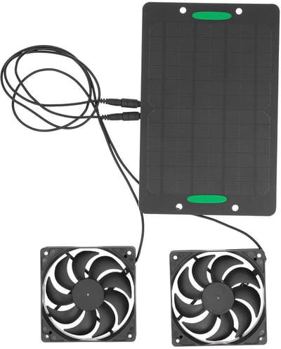 Dailygoody - Zonnepaneel Ventilator Kit - Dual Air Extractor - Ideaal voor Kas - 10W 800mA - Monokristallijn Silicium - Ventilatie Apparatuur - Voor R