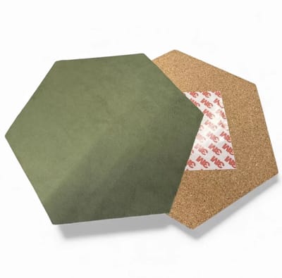Prikbord | Kurk | Zeshoekig | 20 x 20 | groen | velours stof |