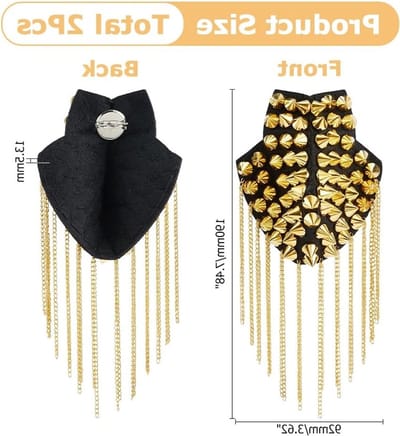 Afneembare Punk Stijl Epauletten met Klinknagels en Kwastjes voor Uniformen en Accessoires