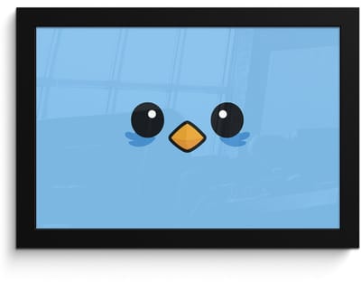 Poster in lijst - Fotolijst 30x20 cm - Posters - Vogel - Blauw - Eenvoudig - Posterlijst zwart - Decoratie - Wanddecoratie woonkamer - Muurdecoratie slaapkamer