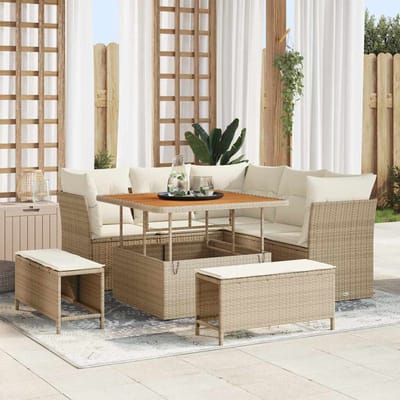 vidaXL - Tuinbank - Set - 8 - st - 5-Aantal - zitplaatsen - Beige - en - Crème