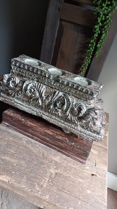 Baroque - Kandelaar - Kandelaar 32 cm - Zilver - Resin - 20.5x32x10 - Polyresin