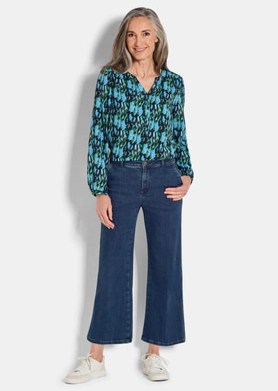 Jeansculotte VERA met gestreken vouwen - blauw - Gr. 42 van Goldner Fashion