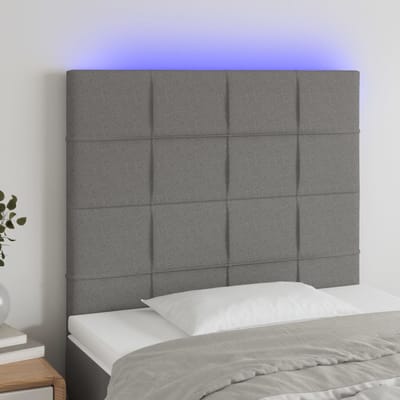 vidaXL - Hoofdbord - LED - 80x5x118/128 - cm - stof - donkergrijs