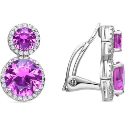 Luxenter Oorbellen van 925 sterling zilver en roze zirkonia met rhodiumafwerking - Pruka